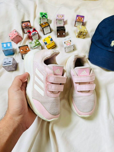 Adidas kids pink velcro sneakers pair