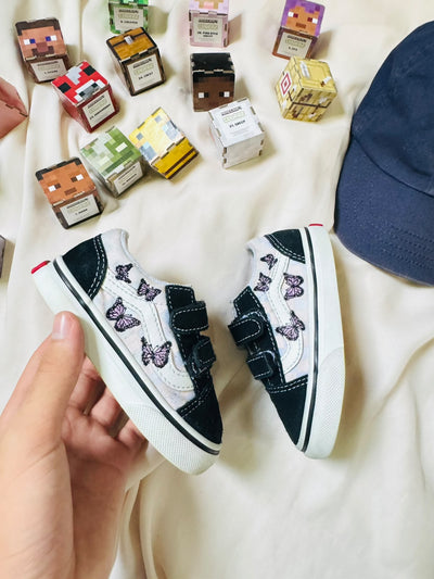 Vans kids butterfly black white sneakers pair