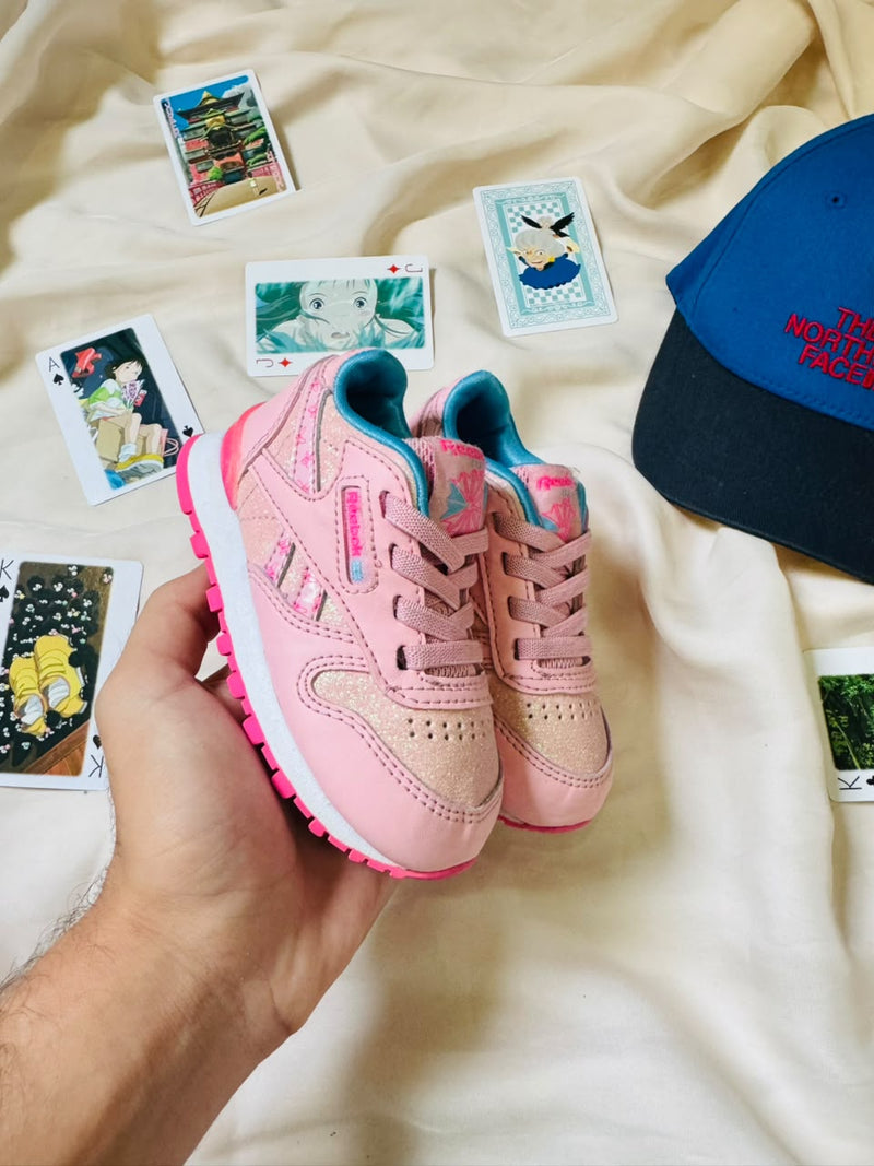 Reebok Classic Leather Kids Sneakers - Pink Glitter