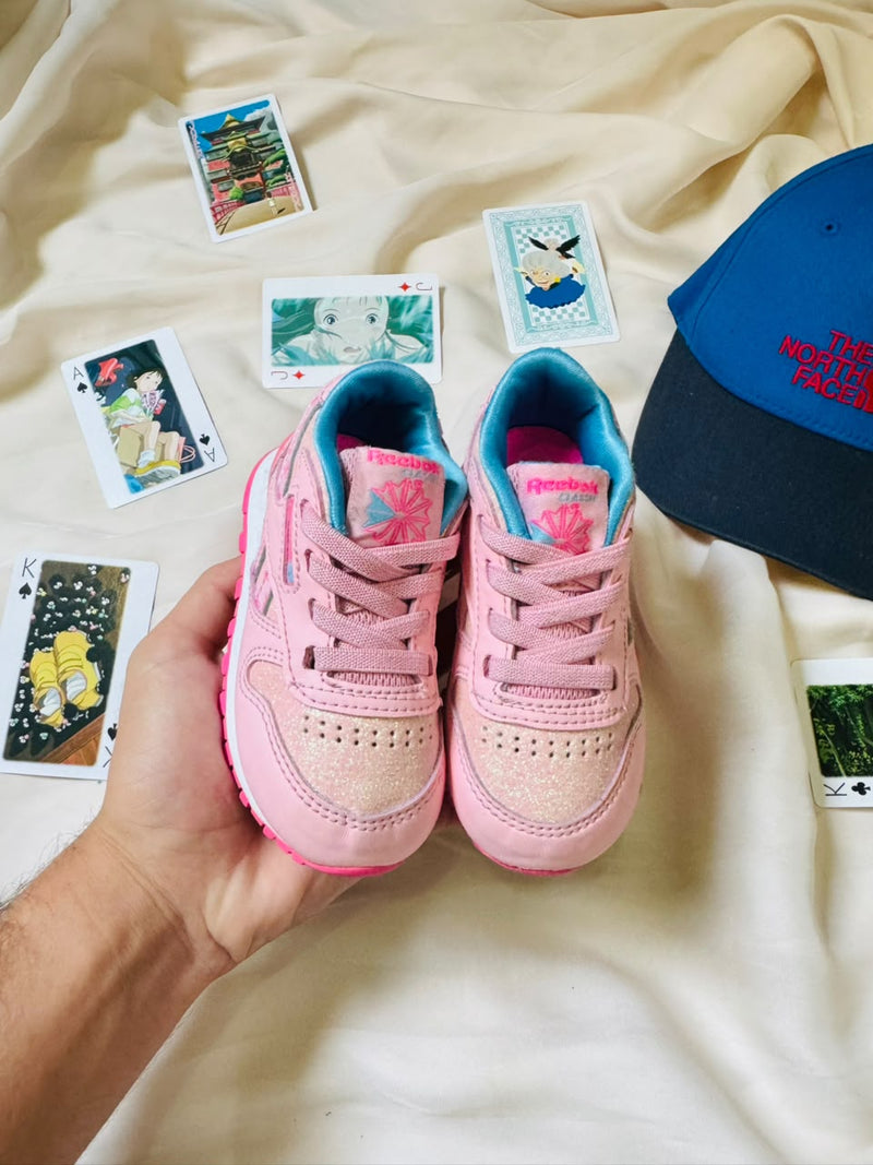 Reebok Classic Leather Kids Sneakers - Pink Glitter