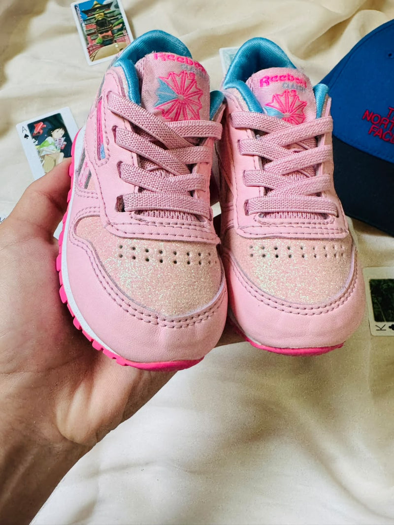 Reebok Classic Leather Kids Sneakers - Pink Glitter