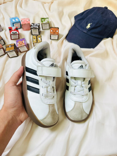 Adidas kids white black gum sneakers pair