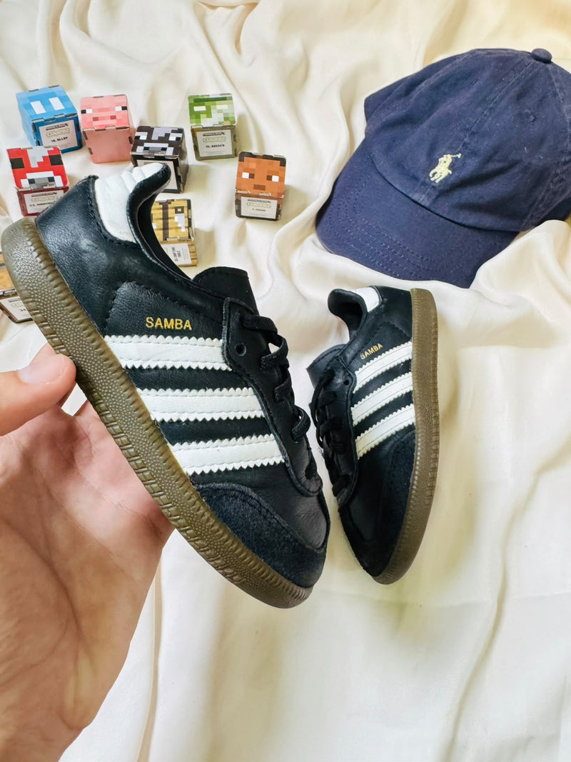 Adidas Samba kids sneaker black white side view