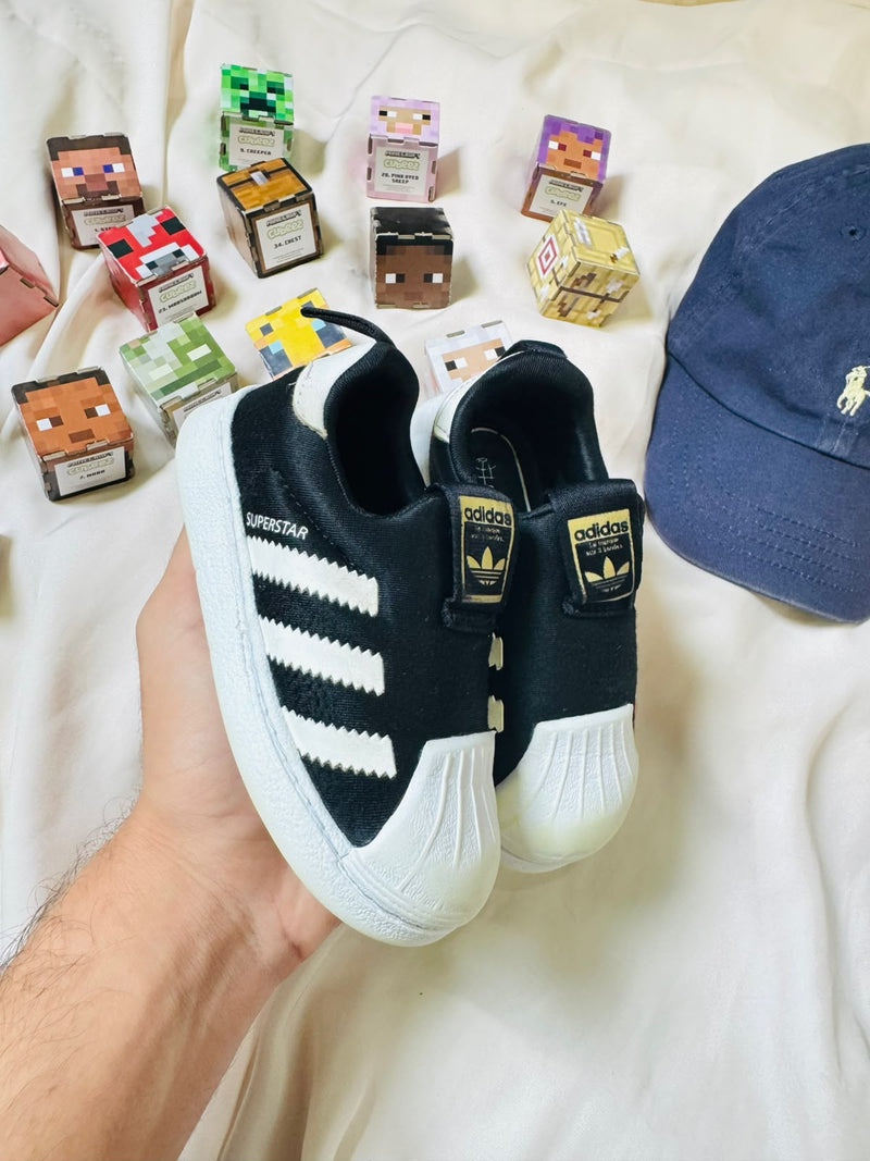 Adidas Superstar kids black white shoes