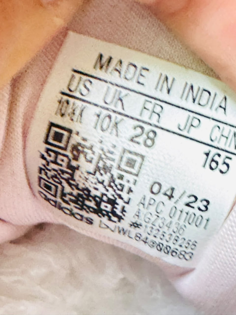 Adidas kids pink velcro size label