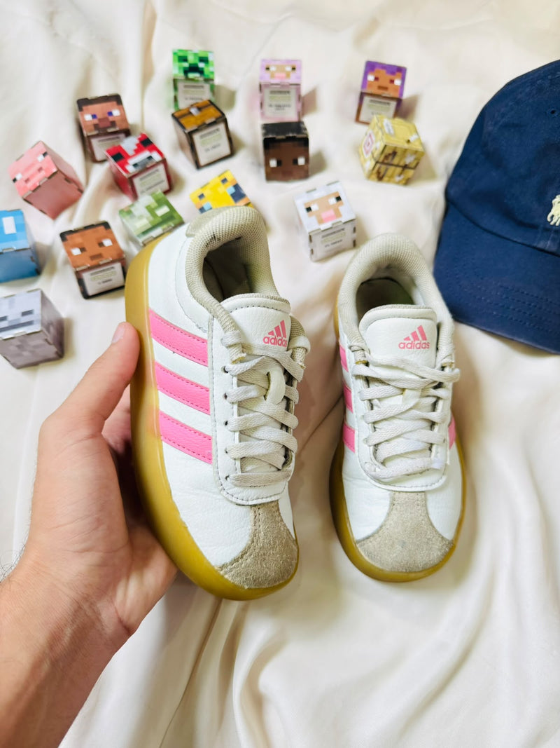 Adidas kids white pink gum sneakers pair