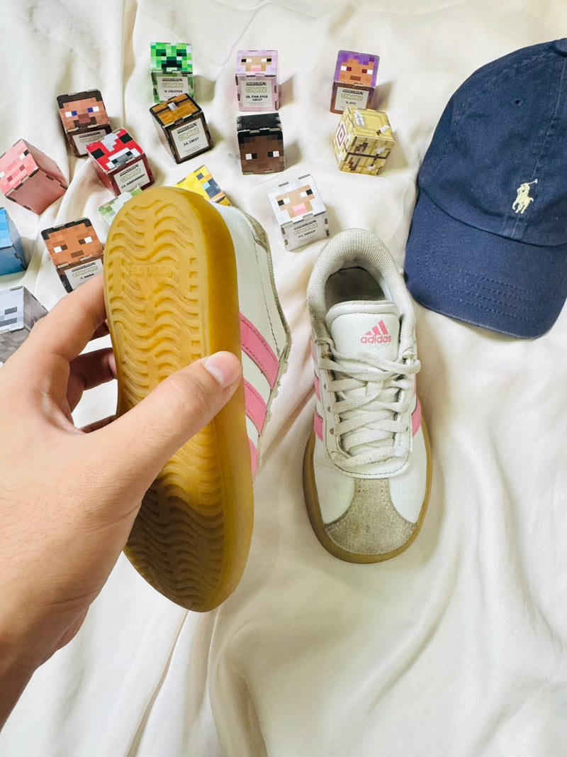 Adidas kids white pink gum outsole