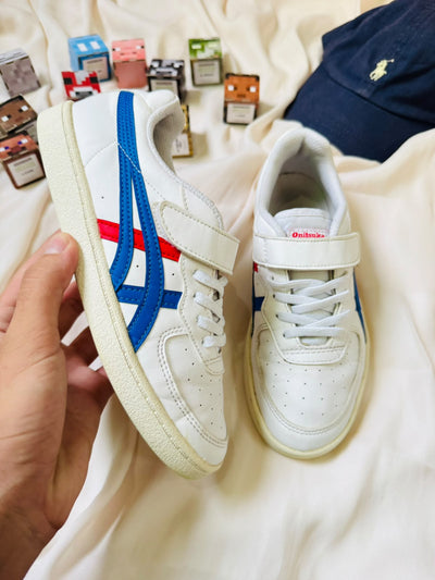 Onitsuka Tiger kids sneakers in white with blue and red side stripes